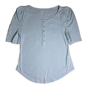 Anthropologie Puff Sleeve Tee Shirt Womens Small Light Blue Soft Elevated Basic